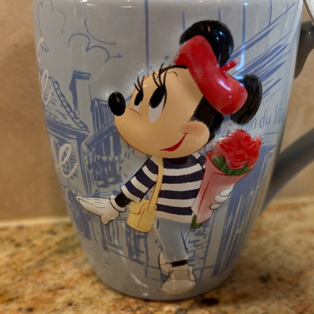 NWT Disney Minnie Mouse Light Blue Paris Mug with Eiffel Spoon Accent - Picture 4 of 8